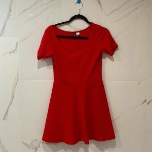Short Red A-line Dress-  H & M - Stretch material